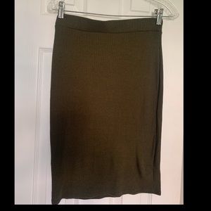 Army Green Ribbed Skirt